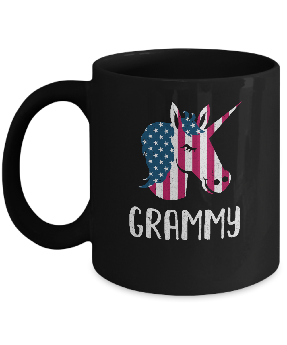 Patriotic Grammy Unicorn Americorn 4Th Of July Mug-Coffee Mug-11oz Mug-Black
