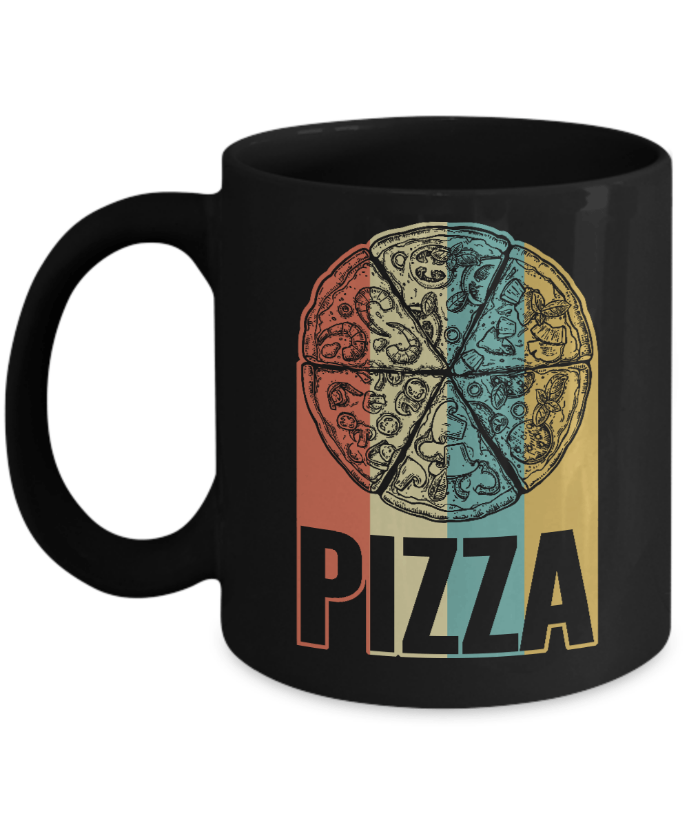 Classic Vintage Retro Style Pizza Mug-Coffee Mug-11oz Mug-Black