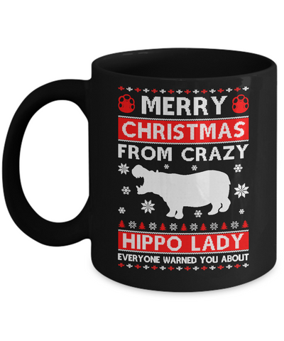 Merry Christmas From Crazy Hippo Lady Sweater Mug-Coffee Mug-11oz Mug-Black