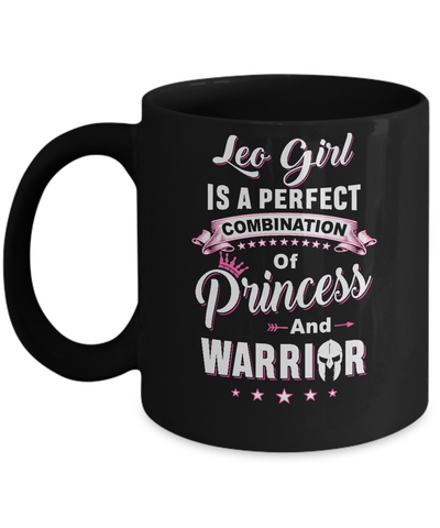 Leo Girl Princess Warrior July August Birthday Mug-Coffee Mug-11oz Mug-Black