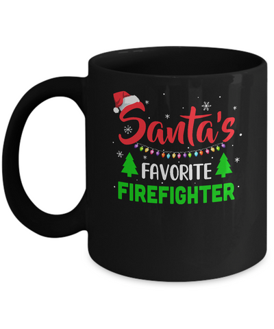 Santa's Favorite Firefighter Funny Christmas Xmas Gifts Mug-Coffee Mug-11oz Mug-Black