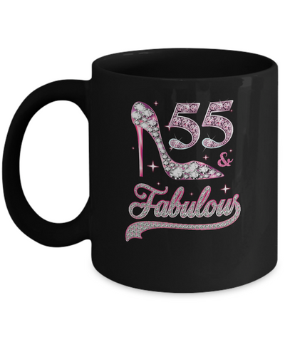 55 And Fabulous 55 Years Old 1966 55th Birthday Gift Mug-Coffee Mug-11oz Mug-Black