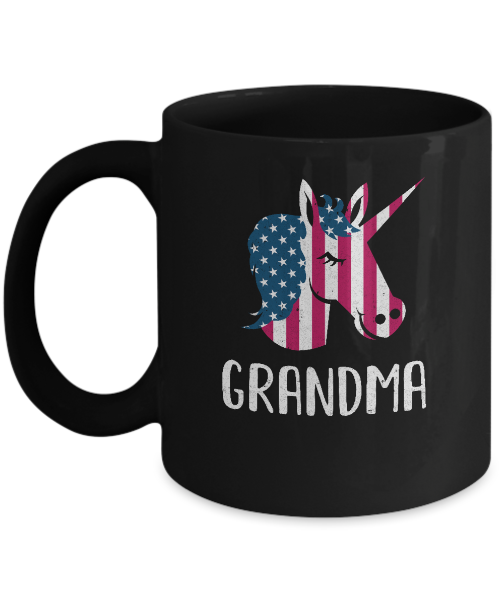 Patriotic Grandma Unicorn Americorn 4Th Of July Mug-Coffee Mug-11oz Mug-Black