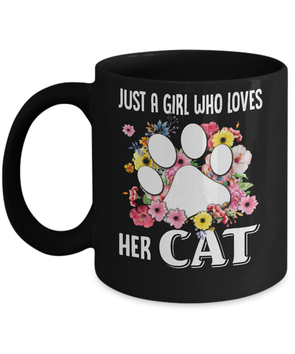 Just A Girl Who Loves Her Cat Mug-Coffee Mug-11oz Mug-Black