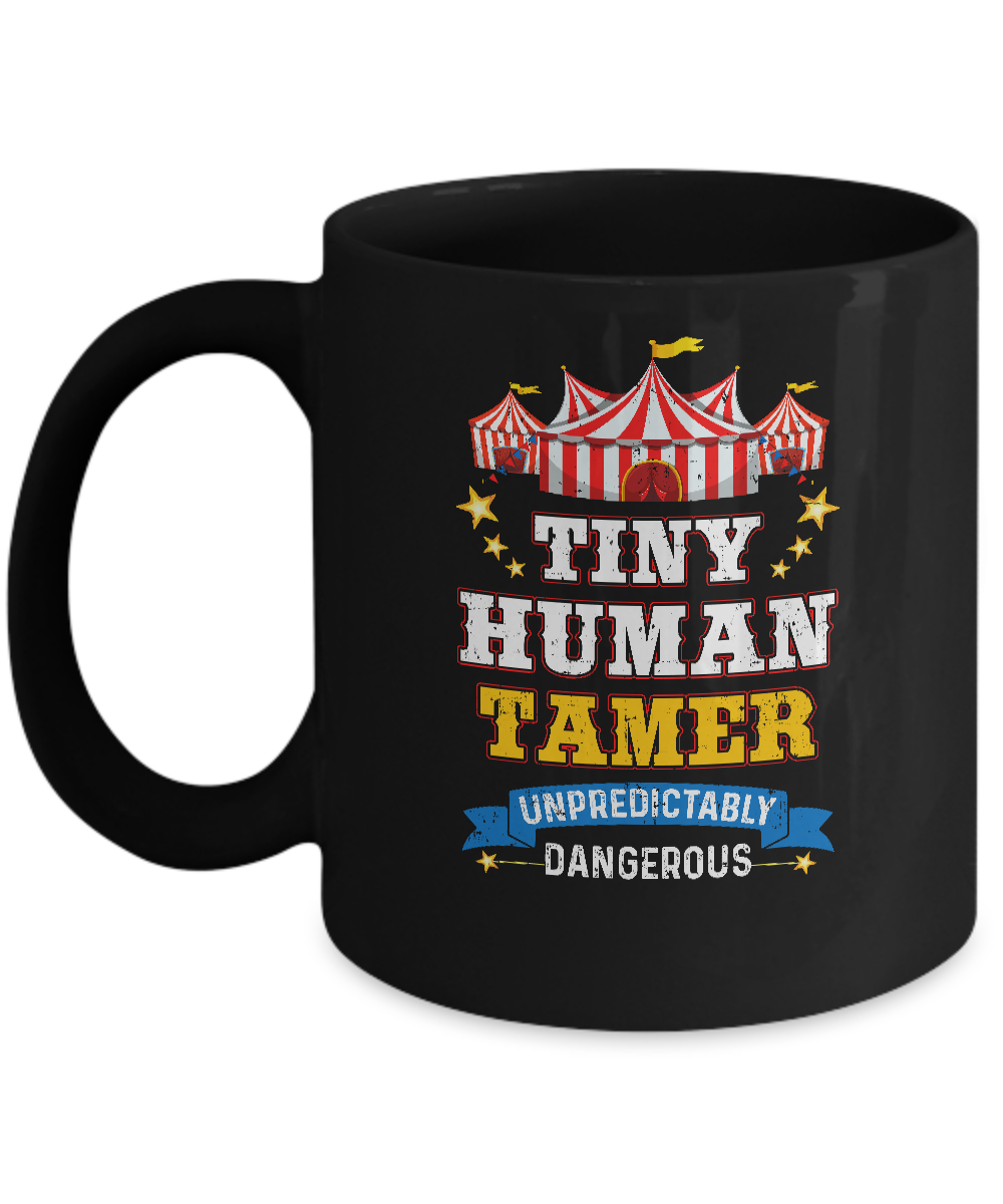 Tiny Human Tamer Circus Party Carnival Gymnast Distressed Mug
