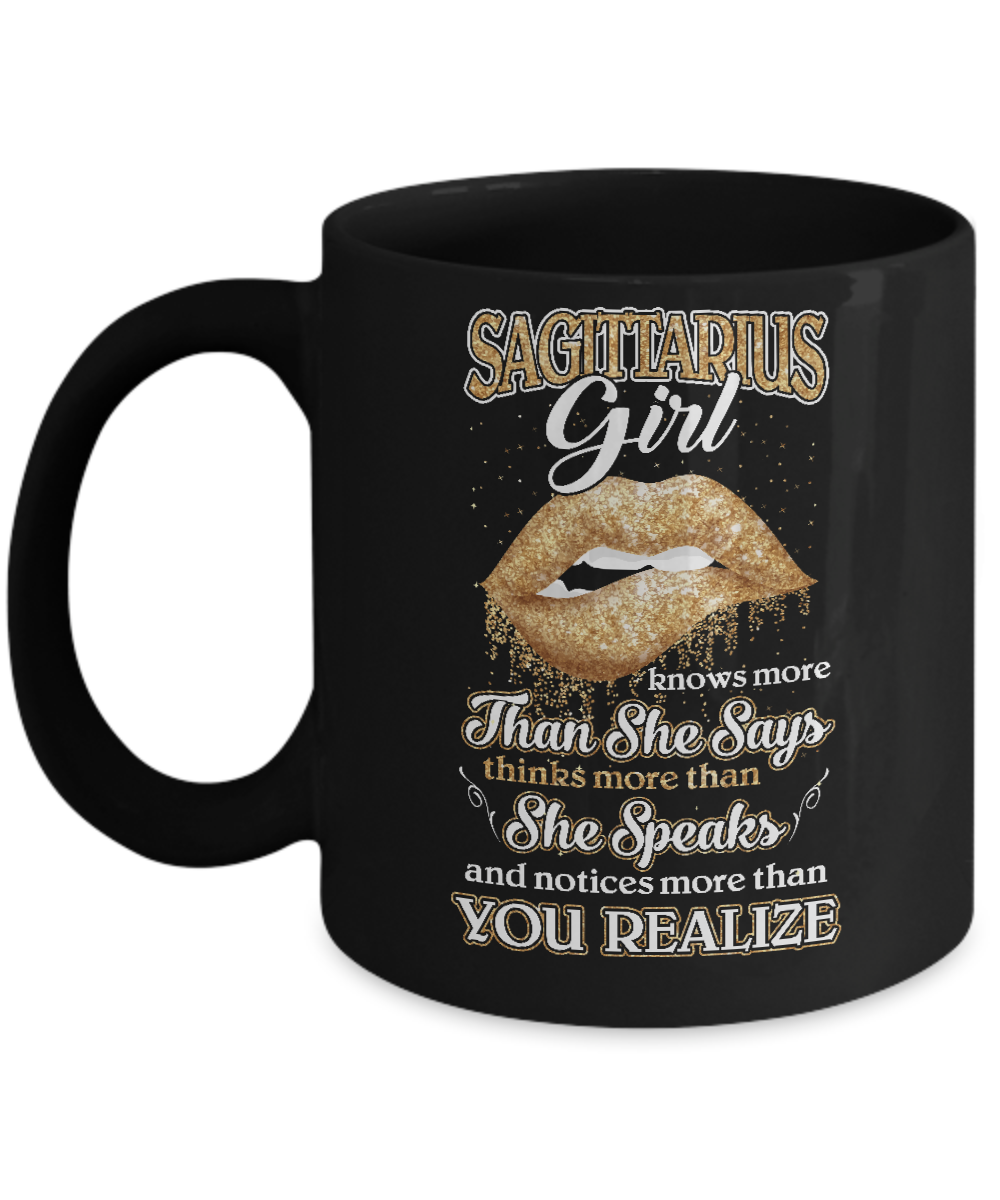 Sagittarius Girl Knows More Than She Says November December Birthday Mug-Coffee Mug-11oz Mug-Black