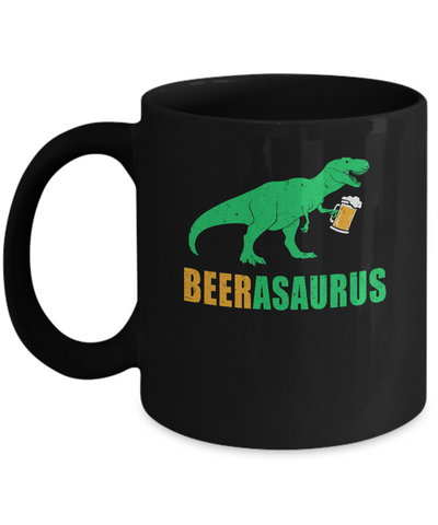 Beerasaurus Funny International Beer Day Dinosaur Gift Mug-Coffee Mug-11oz Mug-Black