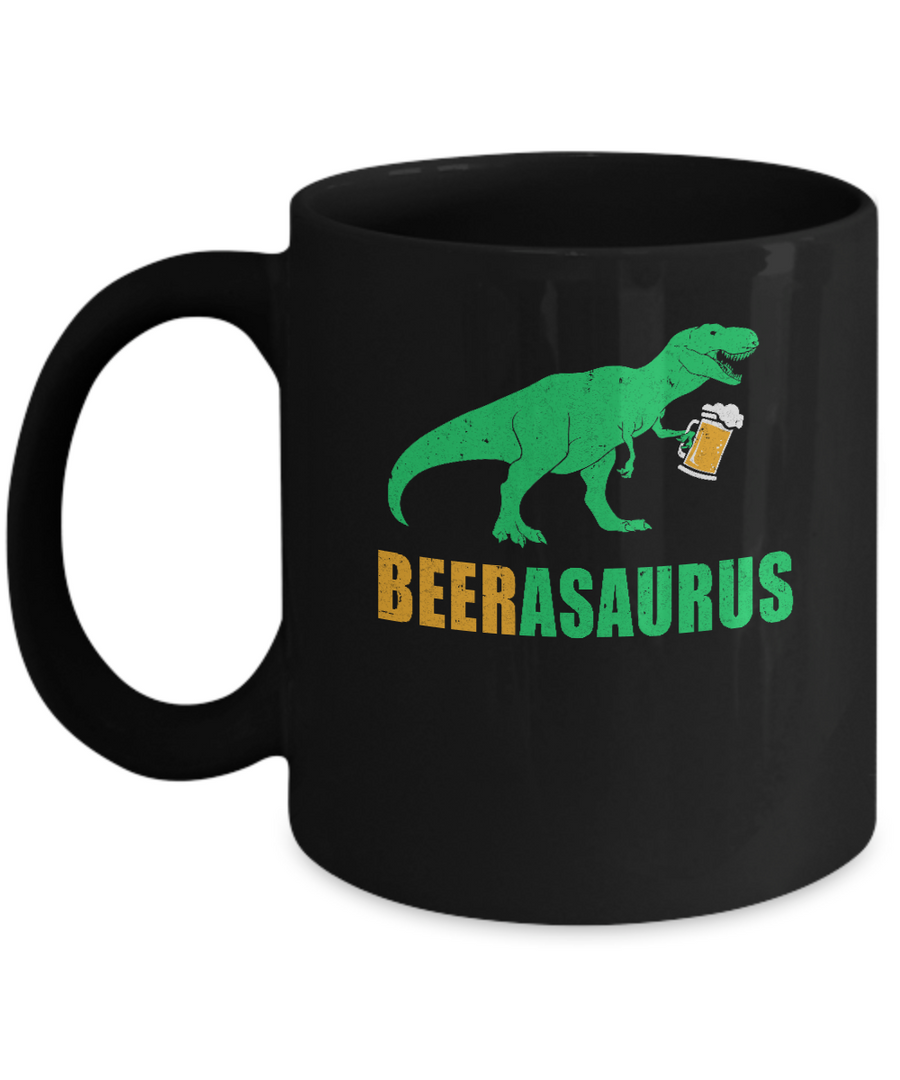 Beerasaurus Funny International Beer Day Dinosaur Gift Mug-Coffee Mug-11oz Mug-Black