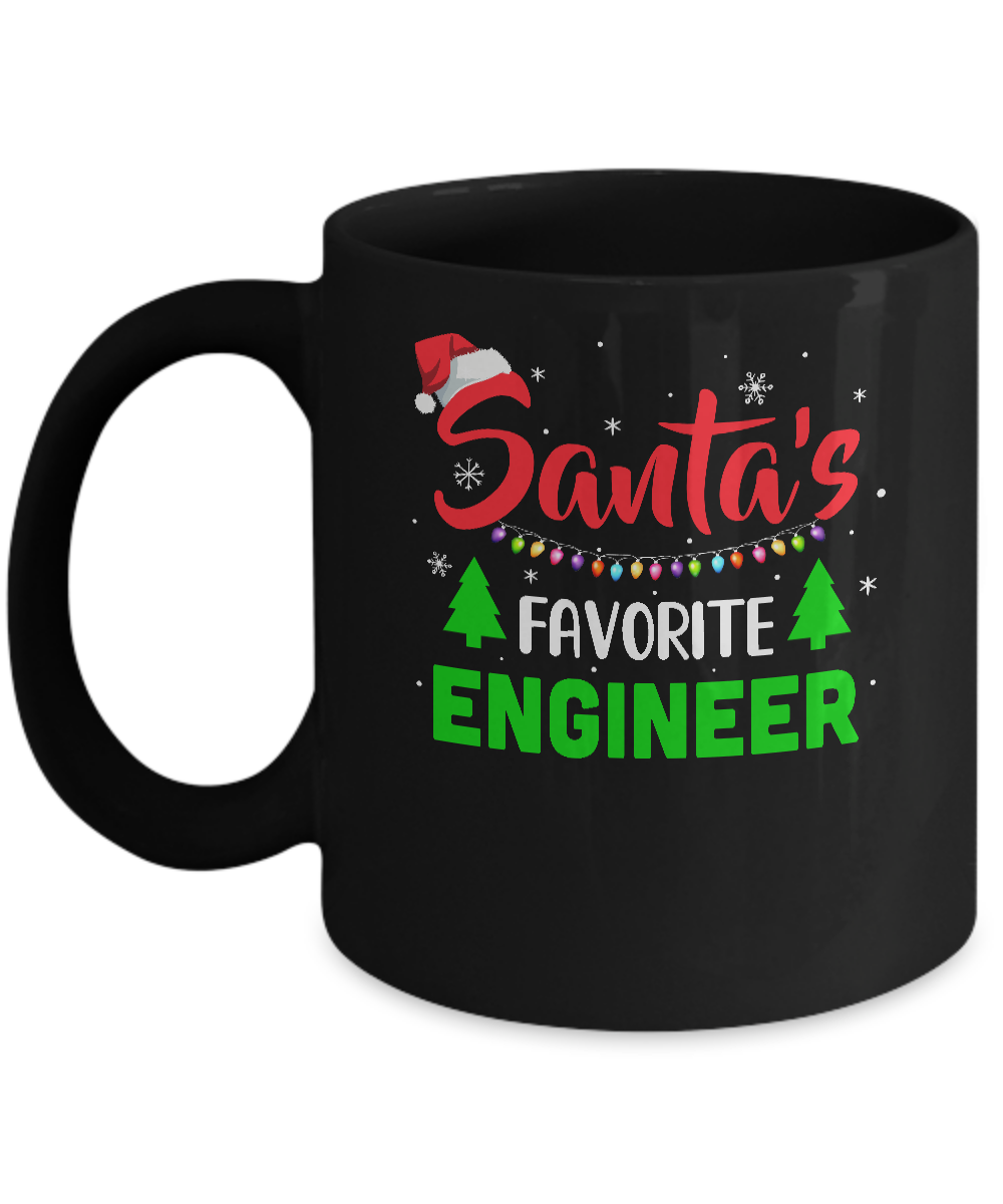 Santa's Favorite Engineer Funny Christmas Xmas Gifts Mug-Coffee Mug-11oz Mug-Black
