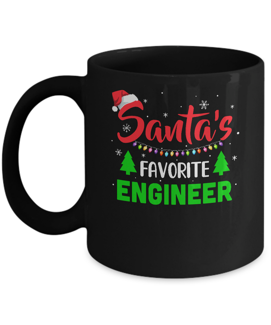 Santa's Favorite Engineer Funny Christmas Xmas Gifts Mug-Coffee Mug-11oz Mug-Black
