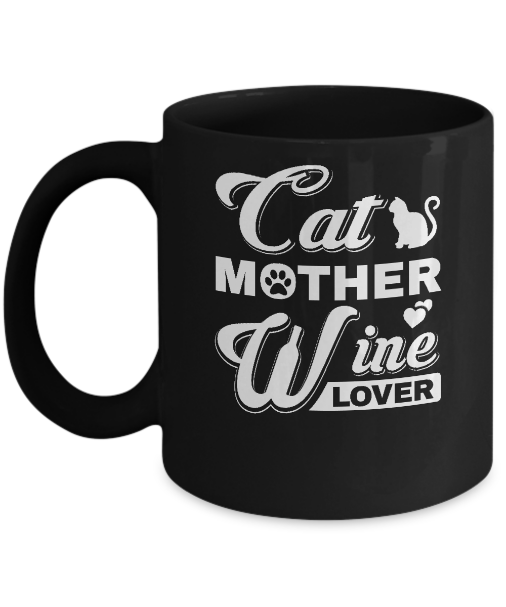 Cat Mother Wine Lover Mug-Coffee Mug-11oz Mug-Black