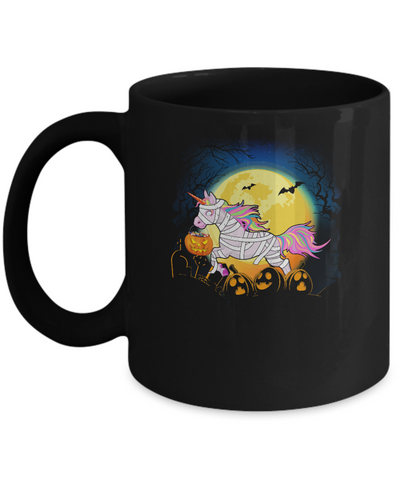 Halloween Pumpkin Unicorn Gift For Kids Girls Mug-Coffee Mug-11oz Mug-Black