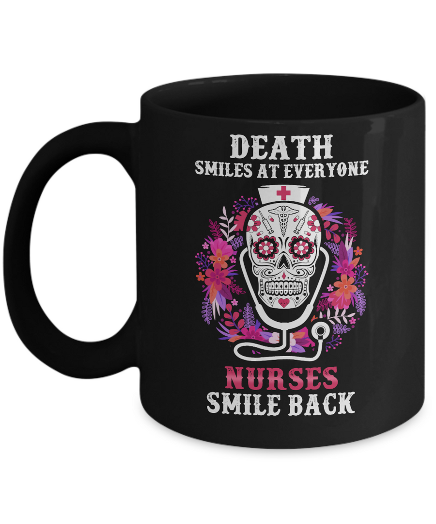 Death Smiles At Everyone Nurses Smile Back Mug-Coffee Mug-11oz Mug-Black
