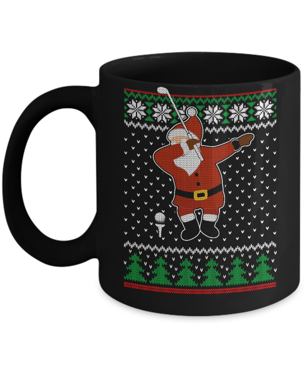 Dabbing Santa Golf Ugly Sweater Christmas Mug-Coffee Mug-11oz Mug-Black