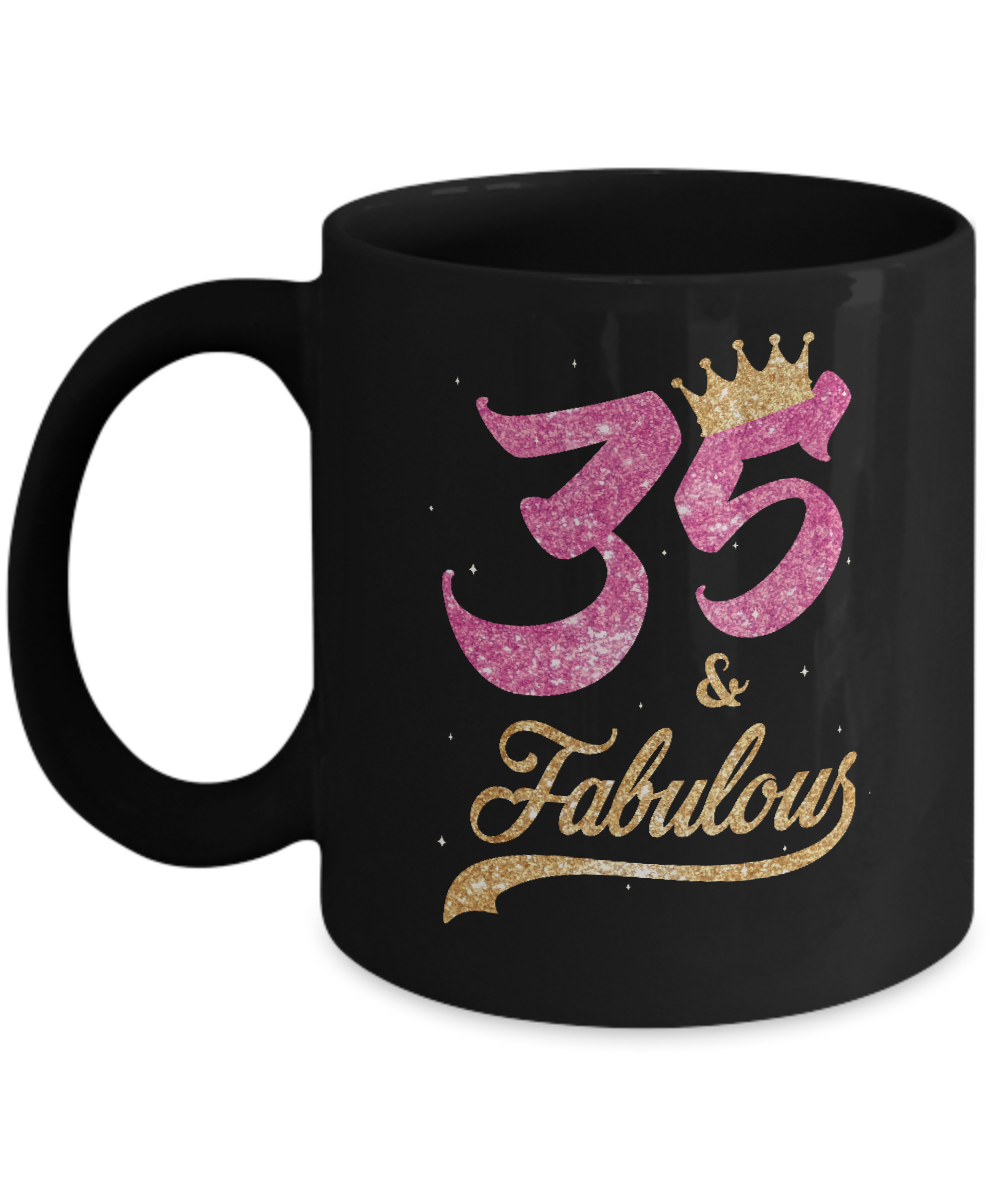 35 And Fabulous 1986 35th Birthday Gift Mug-Coffee Mug-11oz Mug-Black