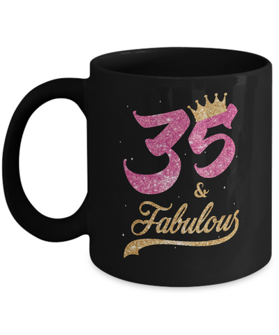 35 And Fabulous 1986 35th Birthday Gift Mug-Coffee Mug-11oz Mug-Black