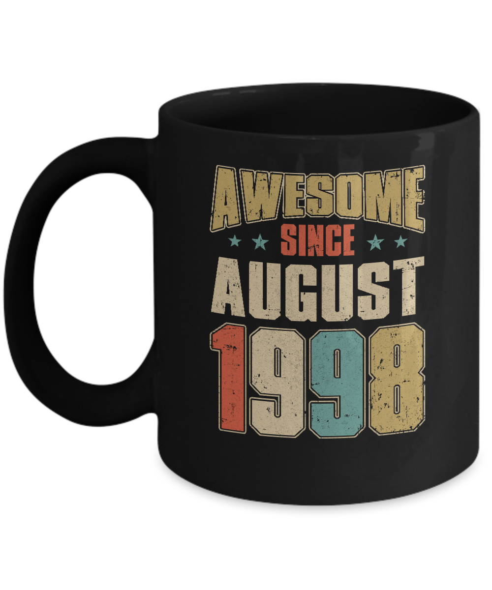 Vintage Retro Awesome Since August 1998 23th Birthday Mug-Coffee Mug-11oz Mug-Black