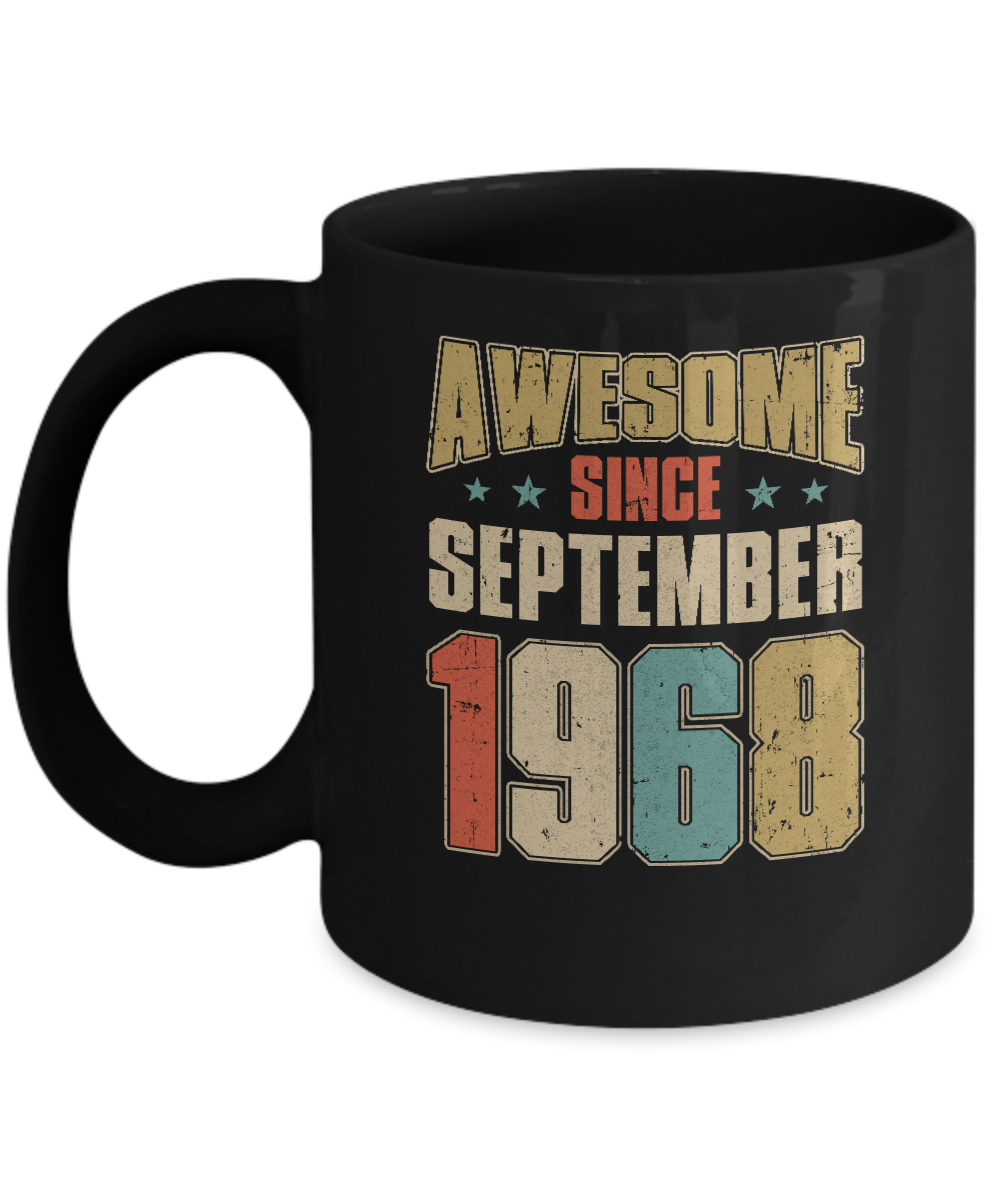 Vintage Retro Awesome Since September 1968 53th Birthday Mug-Coffee Mug-11oz Mug-Black