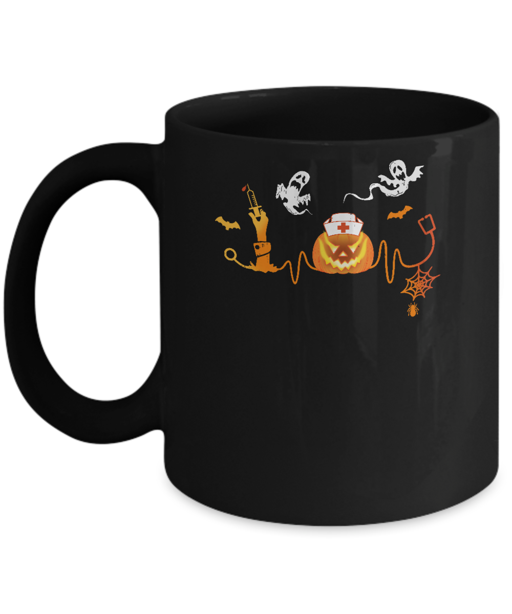 Funny Nurse Nursing Stethoscope Pumpkin Halloween Mug-Coffee Mug-11oz Mug-Black