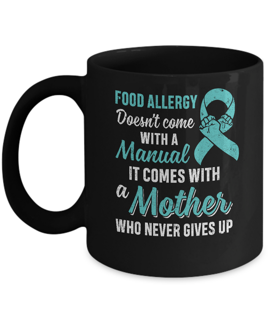 Funny Gift Food Allergy Mom Awareness Warrior Mug-Coffee Mug-11oz Mug-Black