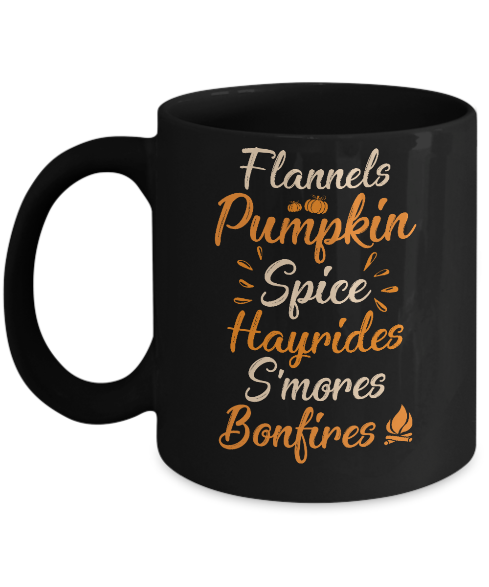 Flannels Pumpkin Spice Hayrides Autumn Gifts Mug-Coffee Mug-11oz Mug-Black