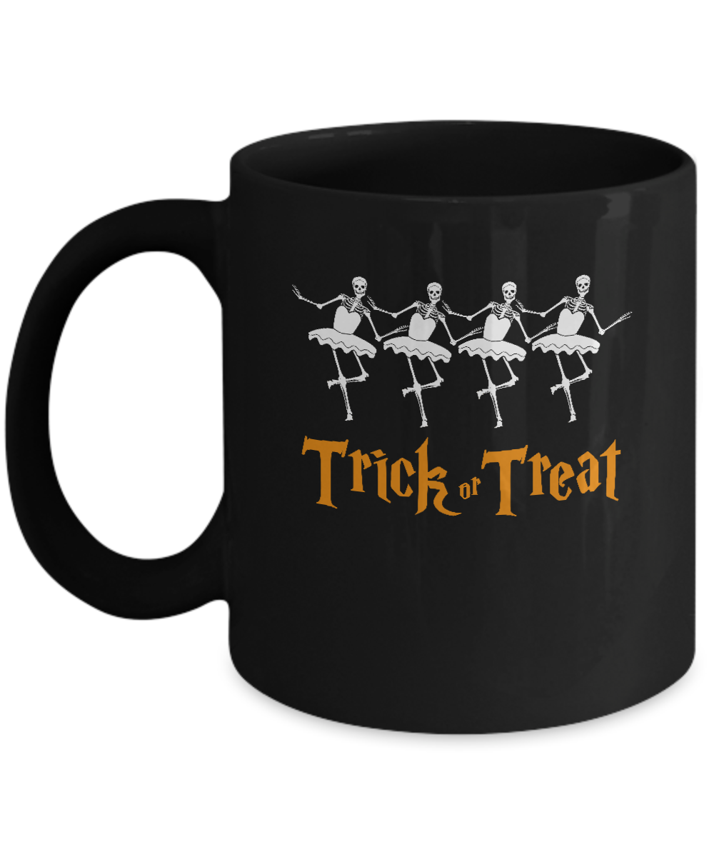 Trick Or Treat Ballet Skeleton Happy Halloween Mug-Coffee Mug-11oz Mug-Black