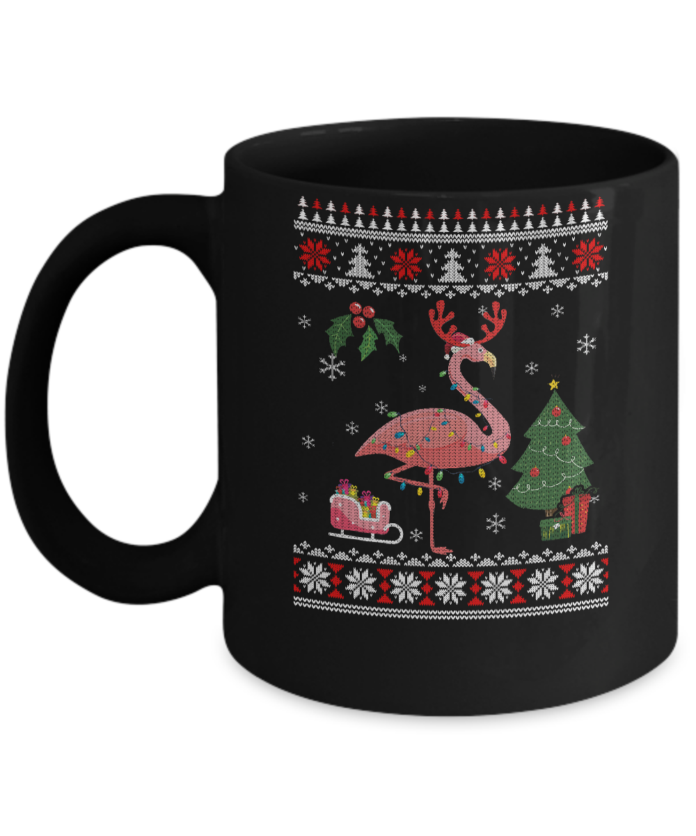 Santa Hat Flamingo Reindeer Ugly Christmas Sweater Mug
