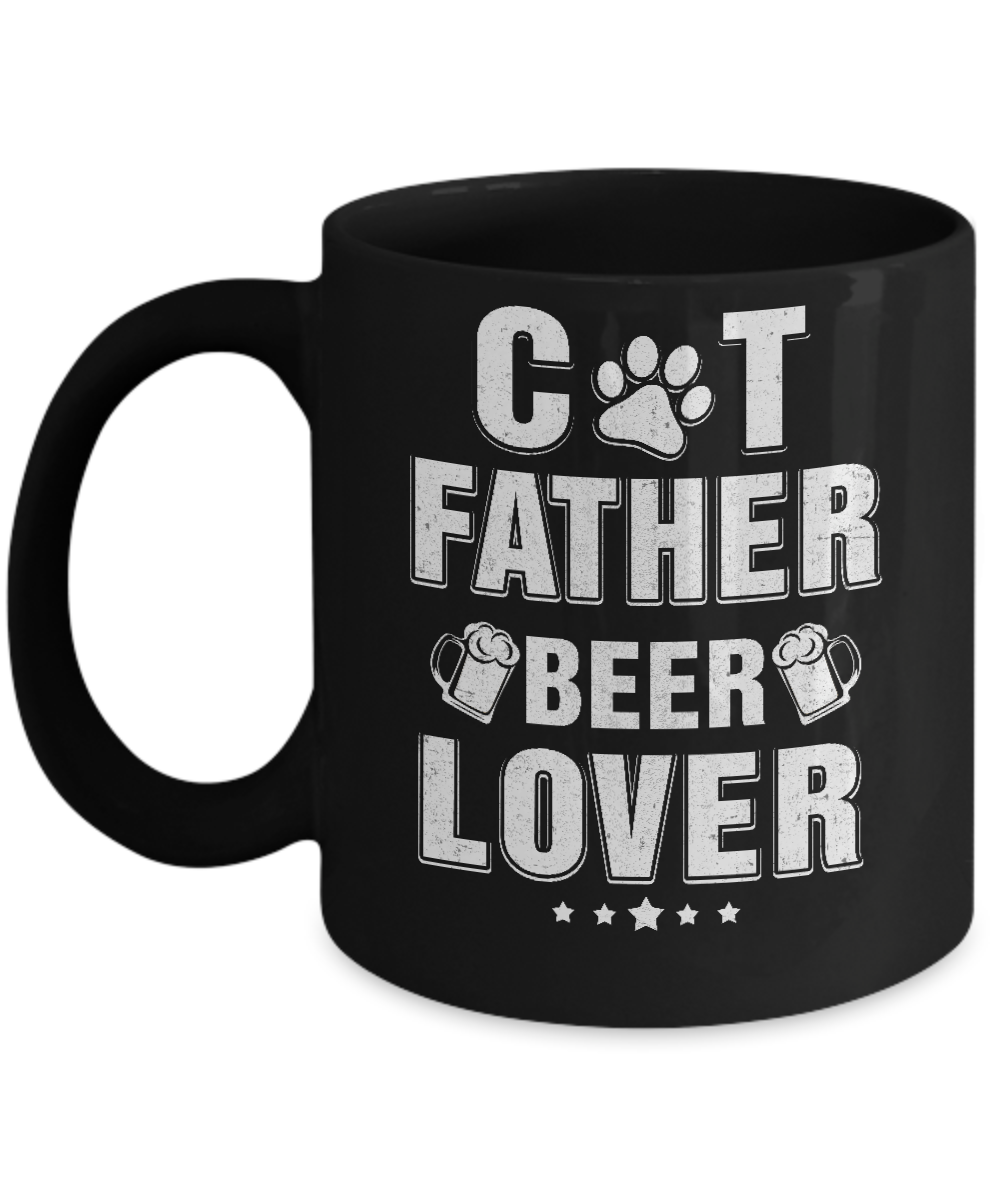 Cat Father Beer Lover Best Cat Dad Fathers Day Mug