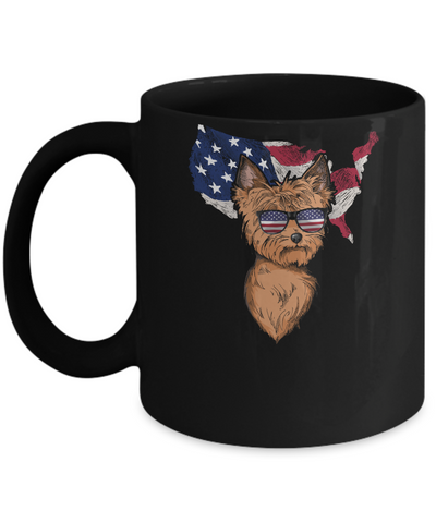 Funny Patriot Yorkie Dog 4Th Of July American Flag Mug-Coffee Mug-11oz Mug-Black