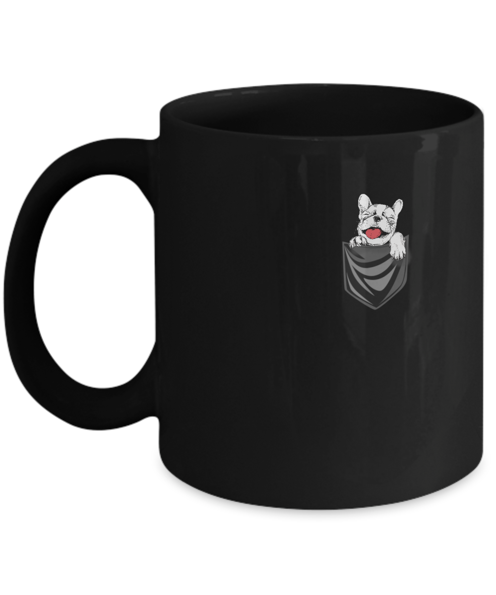 Funny Pocket French Bulldog Frenchie Dog Gift Mug-Coffee Mug-11oz Mug-Black