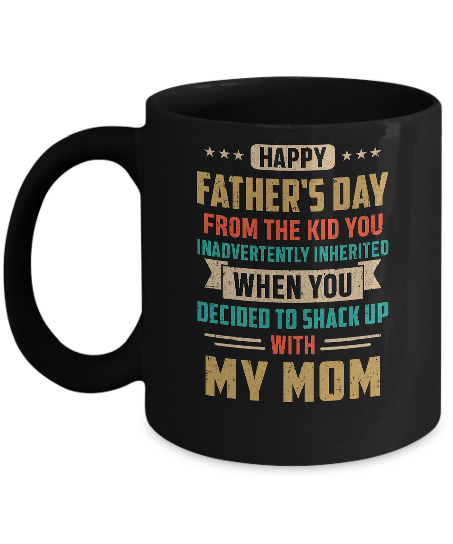 Vintage Funny Bonus Dad You Inadvertently Inherited Mug-Coffee Mug-11oz Mug-Black