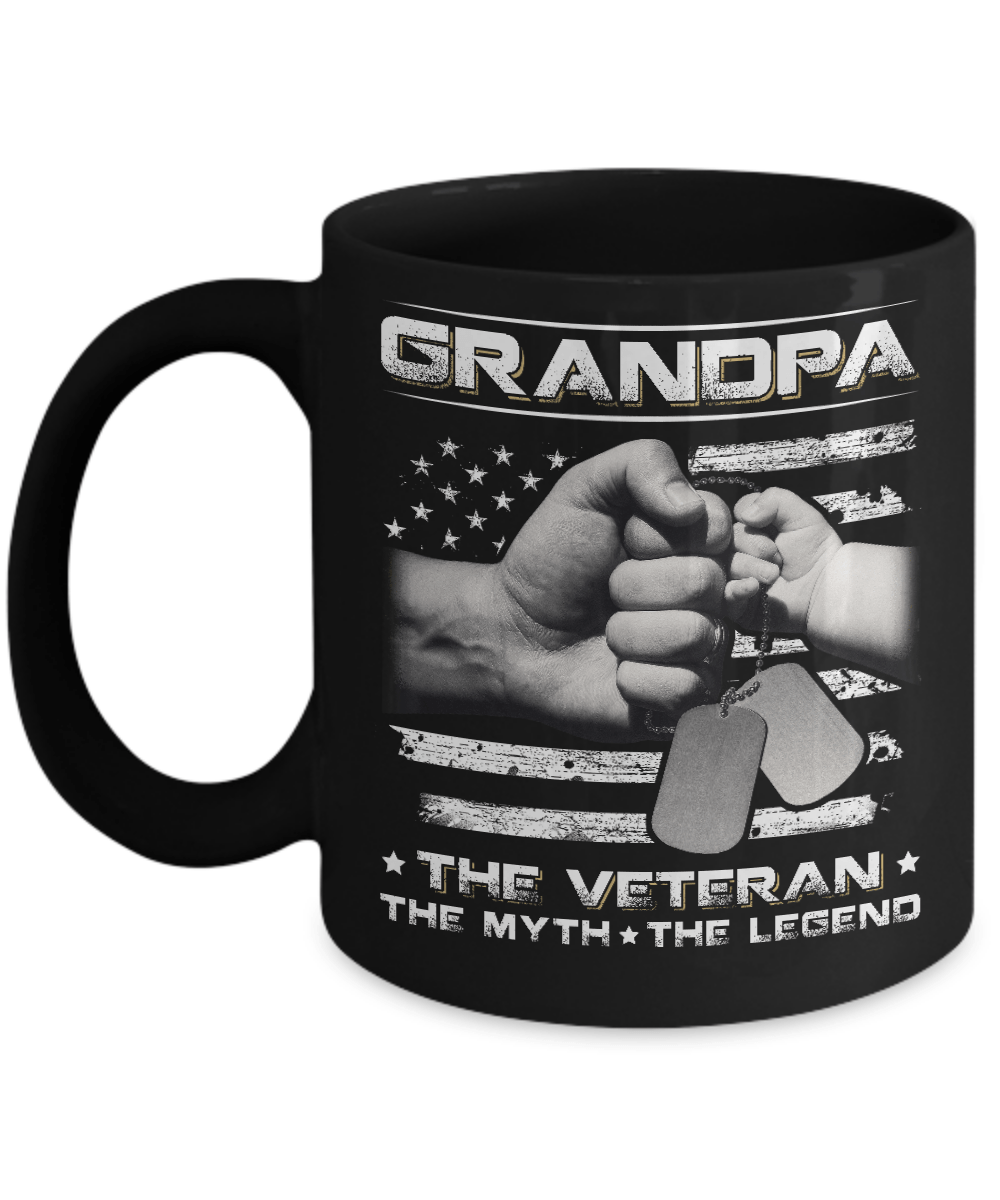 Grandpa The Veteran The Myth The Legend Mug-Coffee Mug-11oz Mug-Black