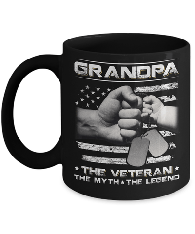 Grandpa The Veteran The Myth The Legend Mug-Coffee Mug-11oz Mug-Black