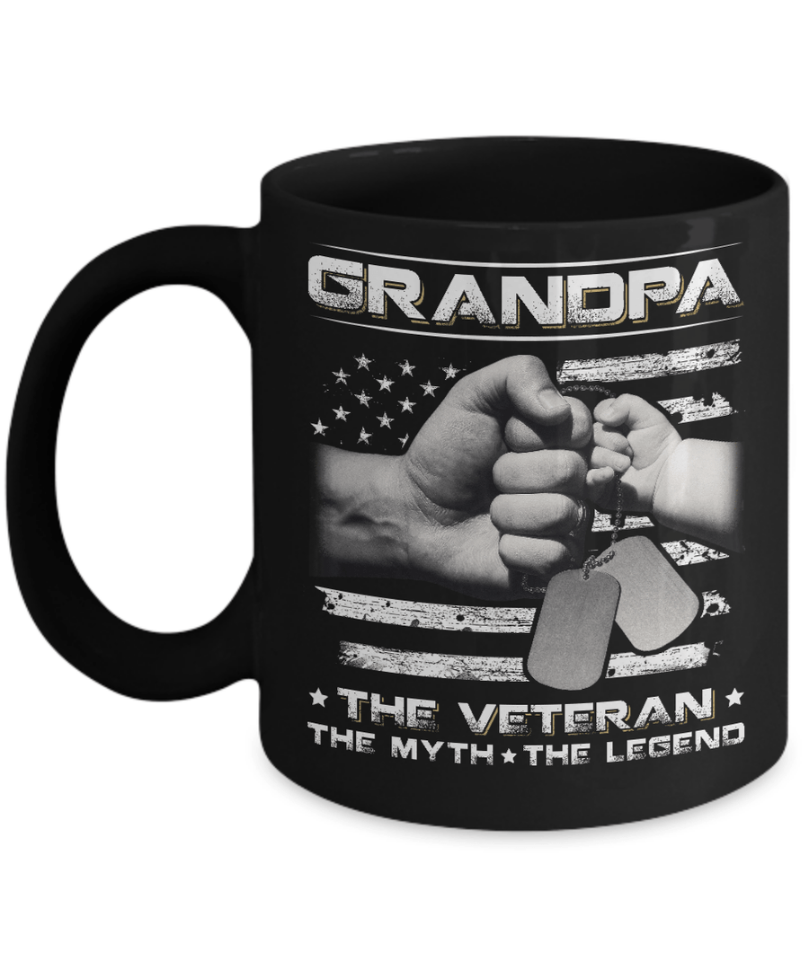 Grandpa The Veteran The Myth The Legend Mug-Coffee Mug-11oz Mug-Black