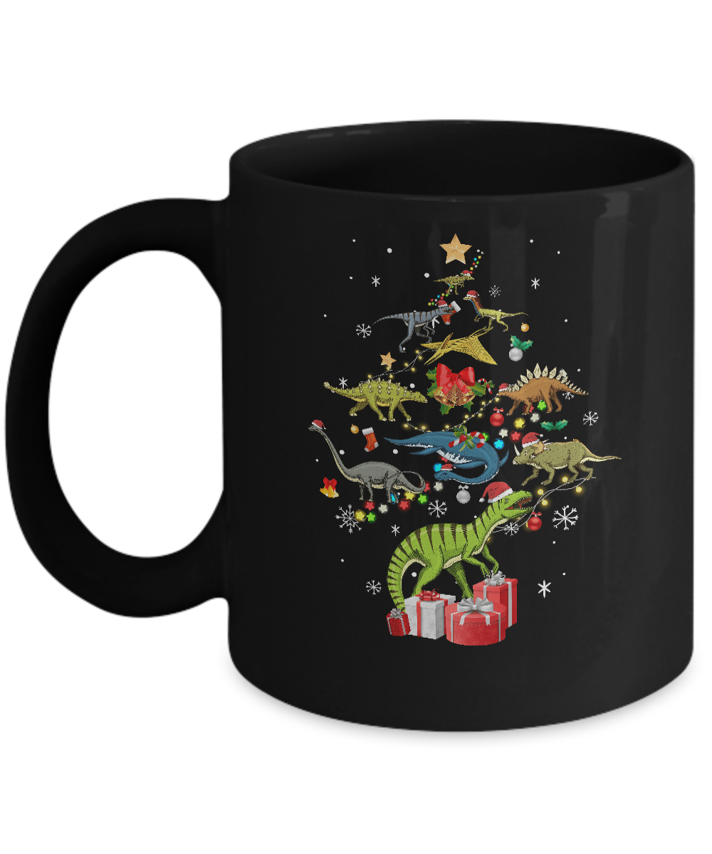 Tree Rex Funny Dinosaur Christmas Tree Kids Gift Mug-Coffee Mug-11oz Mug-Black