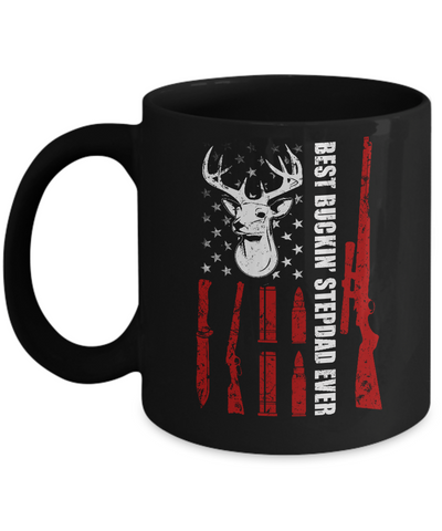 Best Buckin' Stepfather Ever Deer Hunting Stepdad Fathers Day Mug-Coffee Mug-11oz Mug-Black