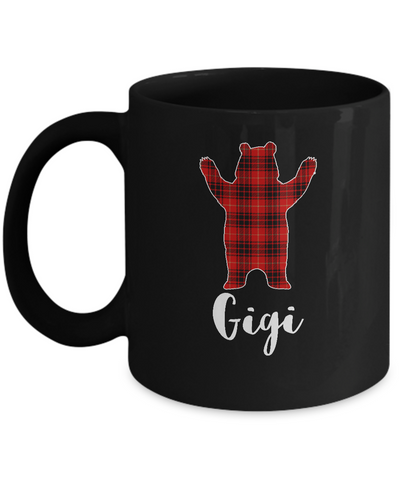 Red Gigi Bear Buffalo Plaid Family Christmas Pajamas Mug-Coffee Mug-11oz Mug-Black
