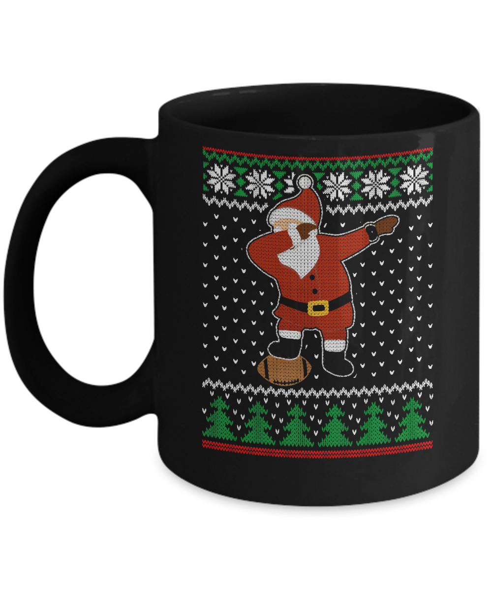Dabbing Santa Football Ugly Sweater Christmas Mug-Coffee Mug-11oz Mug-Black