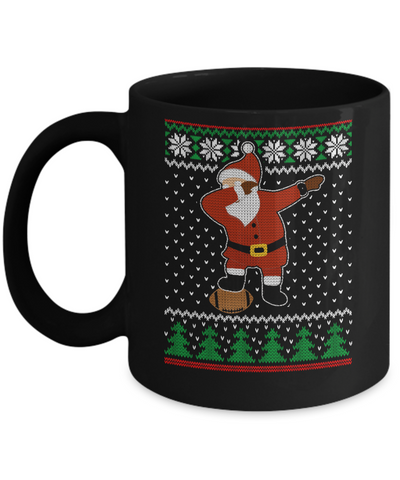 Dabbing Santa Football Ugly Sweater Christmas Mug-Coffee Mug-11oz Mug-Black