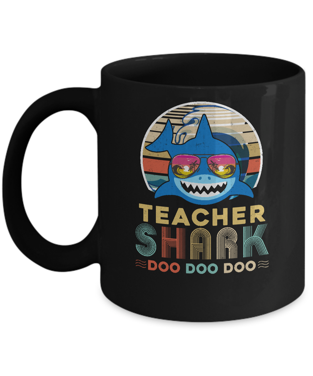 Retro Vintage Teacher Shark Doo Doo Doo Mug-Coffee Mug-11oz Mug-Black