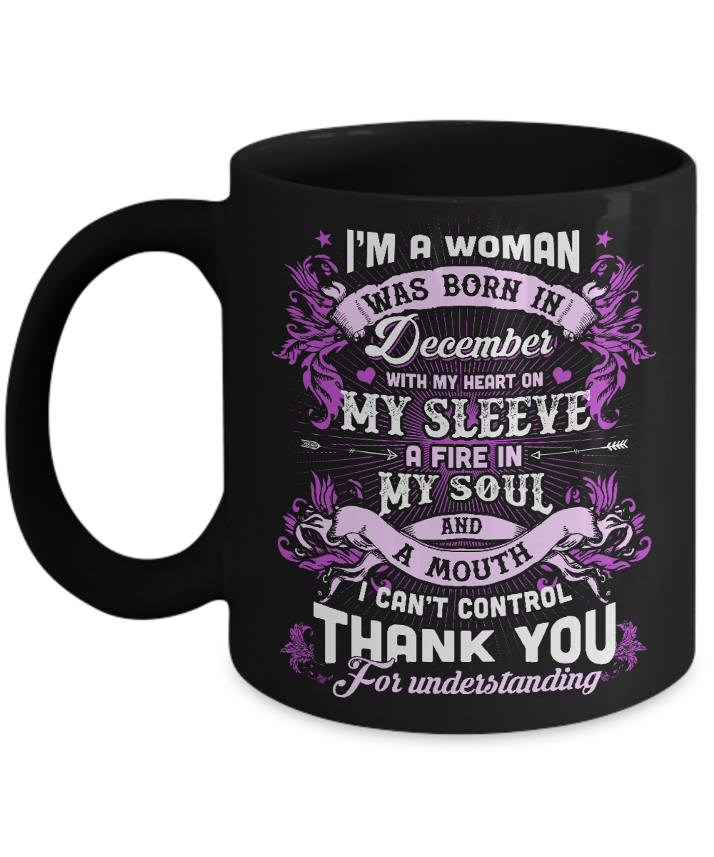 I'm A Woman Was Born In December With My Heart Birthday Mug-Coffee Mug-11oz Mug-Black