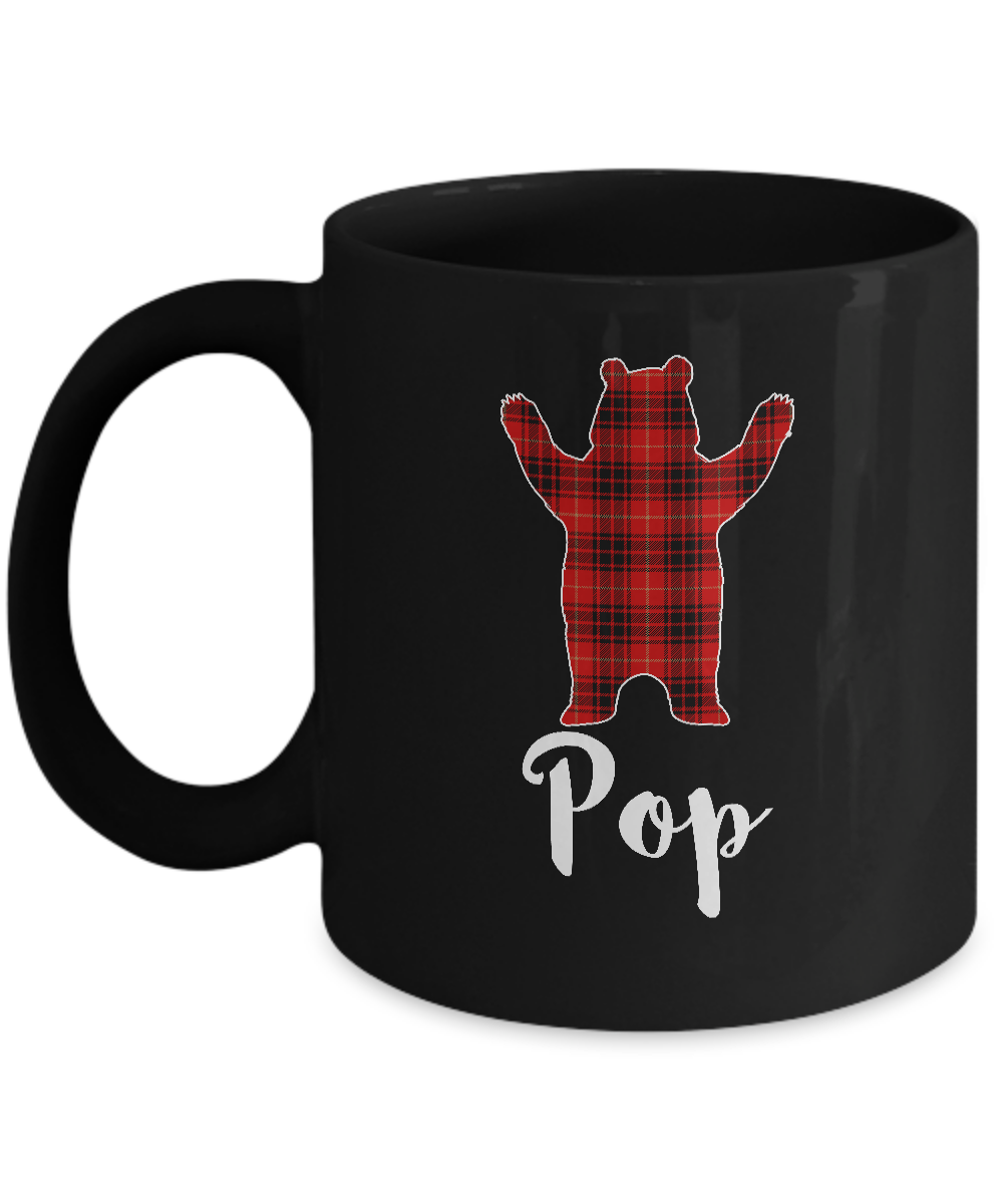 Red Pop Bear Buffalo Plaid Family Christmas Pajamas Mug