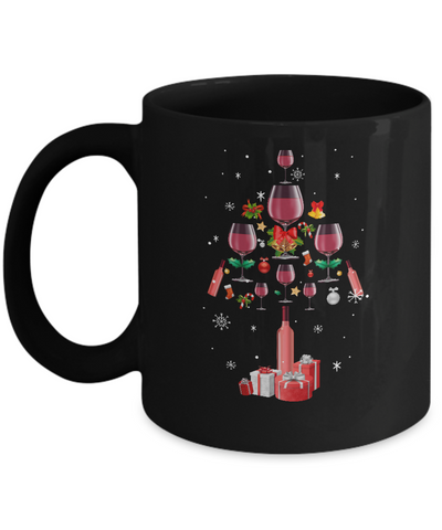 Drink Wine Christmas Tree Wine Xmas Gifts Mug-Coffee Mug-11oz Mug-Black