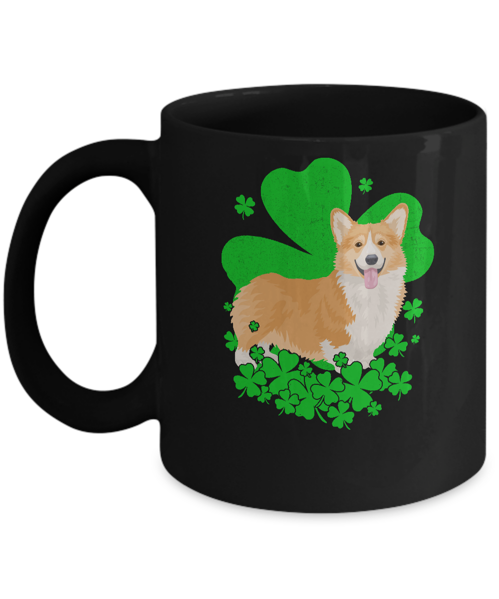 Corgi St. Patrick's Day Clovers Mug-Coffee Mug-11oz Mug-Black