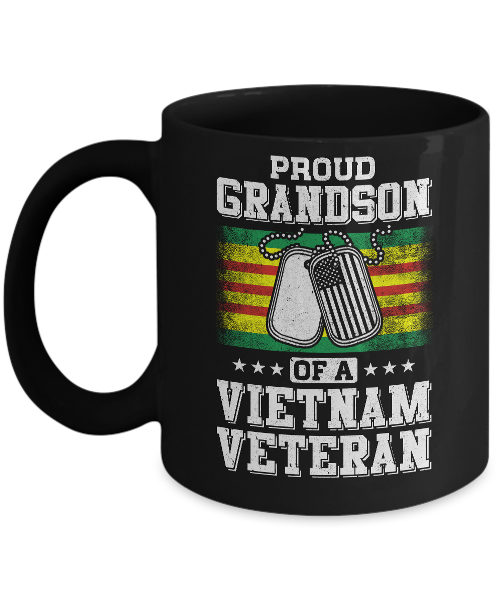 Proud Grandson Of A Veteran Papa Grandpa Grandma Mug