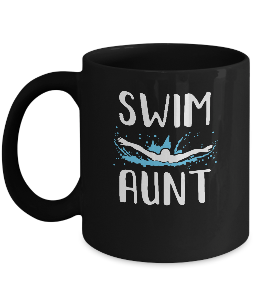Swim Aunt Funny Swimming Birthday Gift Mug-Coffee Mug-11oz Mug-Black