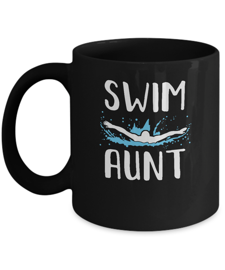 Swim Aunt Funny Swimming Birthday Gift Mug-Coffee Mug-11oz Mug-Black