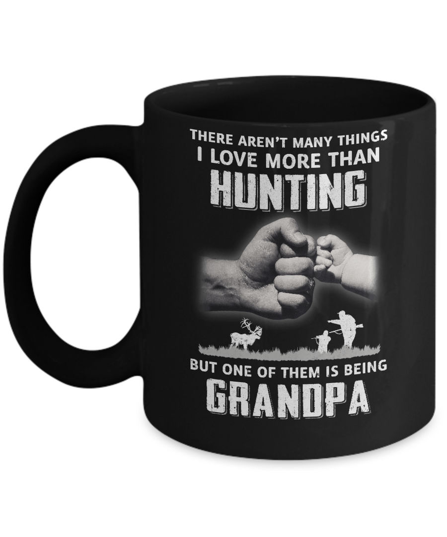 I Love More Than Hunting Being Grandpa Funny Fathers Day Mug-Coffee Mug-11oz Mug-Black