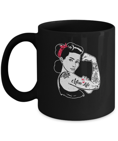 Mom Life Tattoos Tattooed Inked Woman Mug-Coffee Mug-11oz Mug-Black