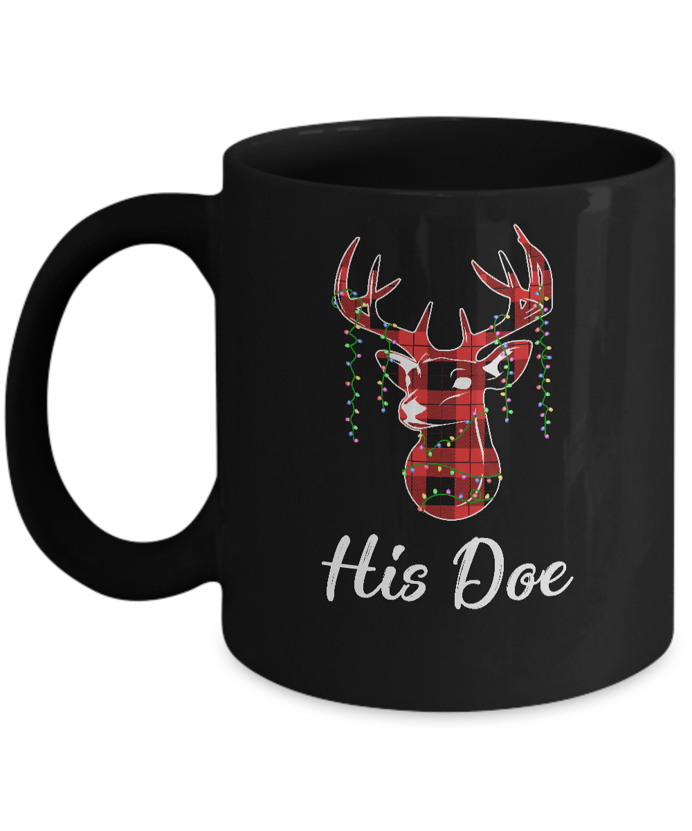 His Doe Couples Matching Christmas Pajamas Costume Gift Mug-Coffee Mug-11oz Mug-Black
